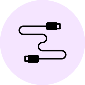 Cable icon on light purple background.