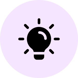 Light bulb icon on purple background.