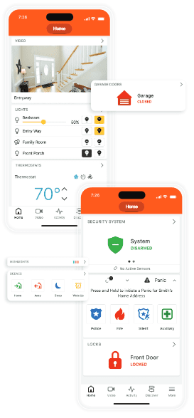 Screenshot of a mobile app interface showing system security status and weather.